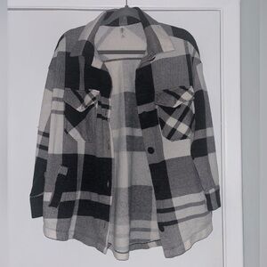 Zenana Outfitters Monochrome Plaid Jacket
